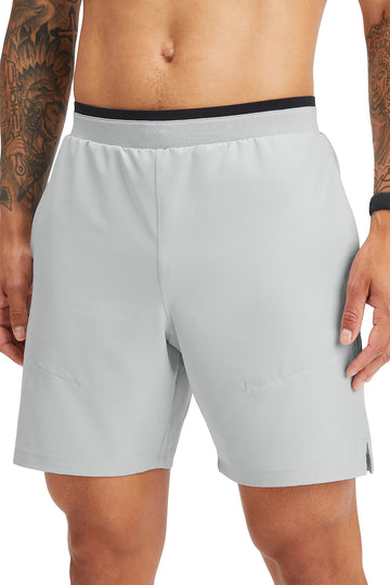 Fabletics Men's The Fundamental Short II, Workout, Running, Training, Gym, Yoga, Ultra Lightweight,7" Inseam, M, Mineral Grey