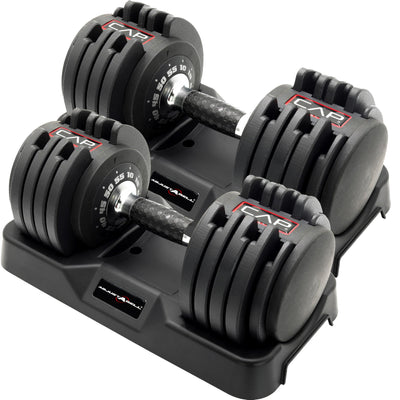 CAP Barbell ADJUSTABELL® 55 lb Pair of Adjustable Dumbbells with Contoured Full Rotation Handle, Honeycomb Chrome and Black Handle